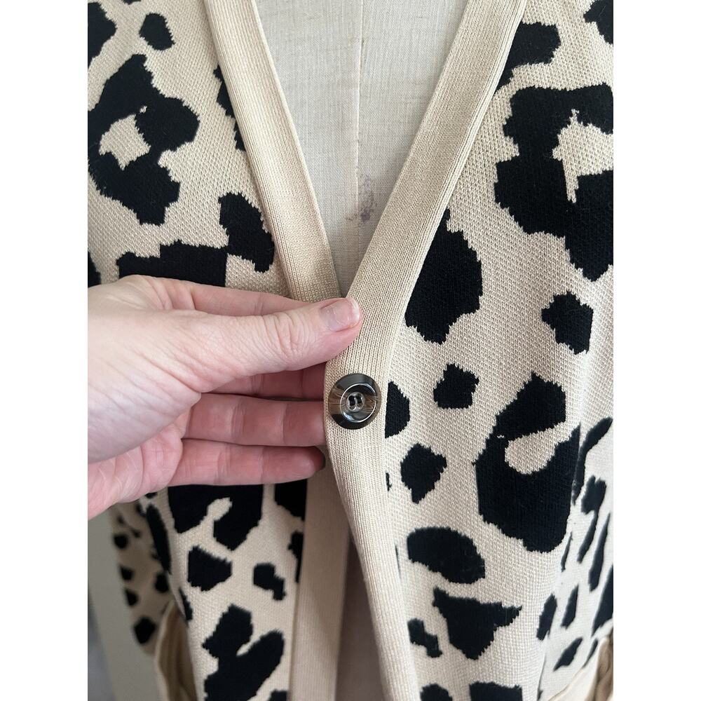 HERA COLLECTION Leopard Print Distressed Hem Button Maxi Cardigan - Picture 4 of 12